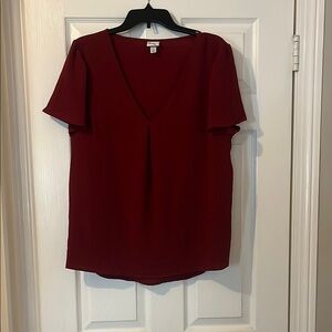 Crimson/Burgundy V-Neck Women's Top